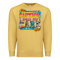 Antique Gold caution i really don't care Premium Sweatshirt - Zillion Design Studio