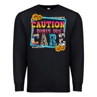 Black caution i really don't care Premium Sweatshirt - Zillion Design Studio