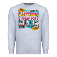 Heather Grey caution i really don't care Premium Sweatshirt - Zillion Design Studio