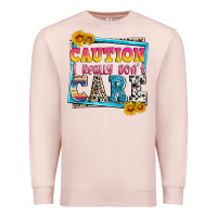 Pale Pink caution i really don't care Premium Sweatshirt - Zillion Design Studio