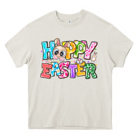 Cream Hoppy Easter Heavy Core Tee - CowhideDigitalArt