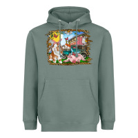 Sage Easter Farm Bunny And Pig Heavyweight Hoodie - RanaPortraitStore