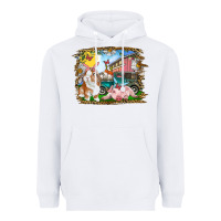 White Easter Farm Bunny And Pig Heavyweight Hoodie - RanaPortraitStore