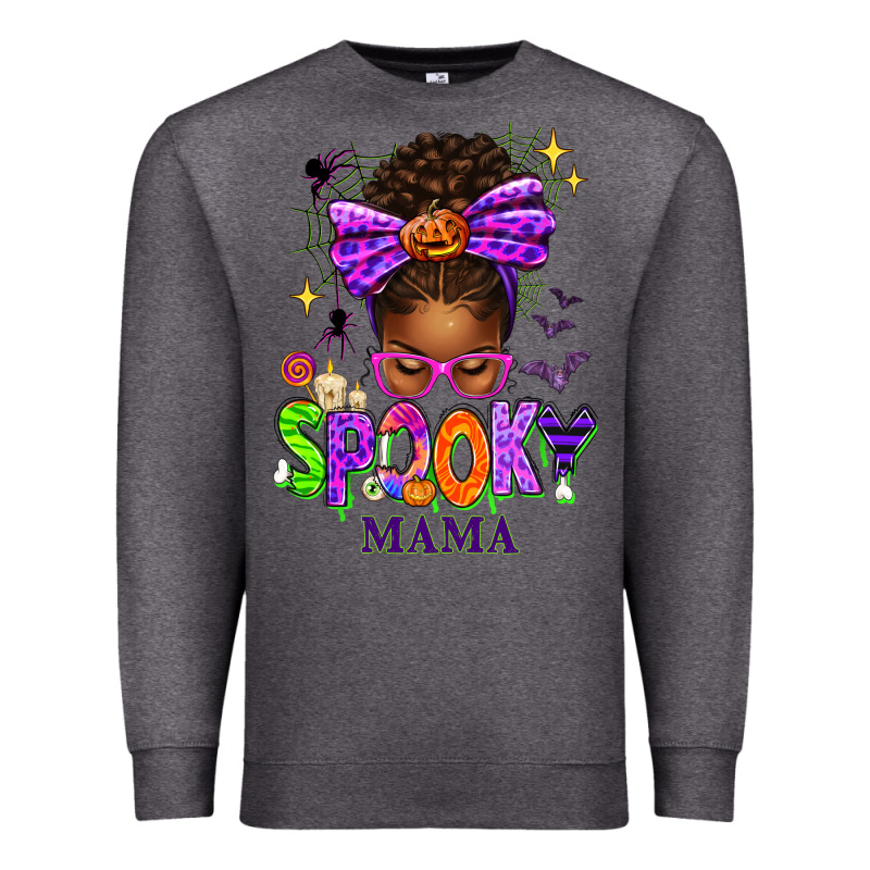 Halloween Afro Messy Bun Spooky Mama Premium Sweatshirt by texasbilliewilder | Teevron