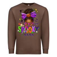 Chestnut Halloween Afro Messy Bun Spooky Mama Premium Sweatshirt - texasbilliewilder