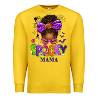 Lemon Halloween Afro Messy Bun Spooky Mama Premium Sweatshirt - texasbilliewilder