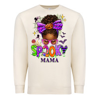 Sandshell Halloween Afro Messy Bun Spooky Mama Premium Sweatshirt - texasbilliewilder
