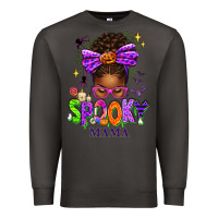Smoke Halloween Afro Messy Bun Spooky Mama Premium Sweatshirt - texasbilliewilder