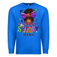 True Royal Halloween Afro Messy Bun Spooky Mama Premium Sweatshirt - texasbilliewilder