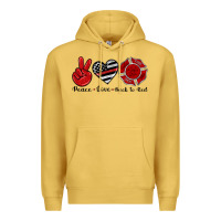 Antique Gold peace love back to red Premium Hoodie - Artiststas