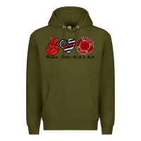 Army Green peace love back to red Premium Hoodie - Artiststas
