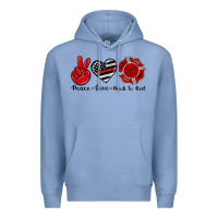 Colony Blue peace love back to red Premium Hoodie - Artiststas