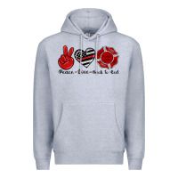 Heather Grey peace love back to red Premium Hoodie - Artiststas