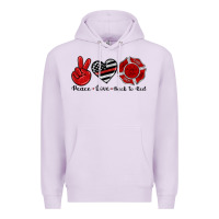 Lilac peace love back to red Premium Hoodie - Artiststas