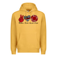 Mustard peace love back to red Premium Hoodie - Artiststas