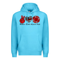 Ocean Blue peace love back to red Premium Hoodie - Artiststas