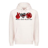 Pale Pink peace love back to red Premium Hoodie - Artiststas