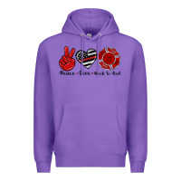 Purple peace love back to red Premium Hoodie - Artiststas