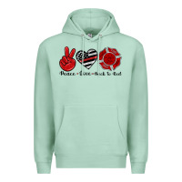 Seafoam peace love back to red Premium Hoodie - Artiststas