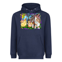 Navy Easter Farm Chicks And Bunny Heavyweight Hoodie - RanaPortraitStore