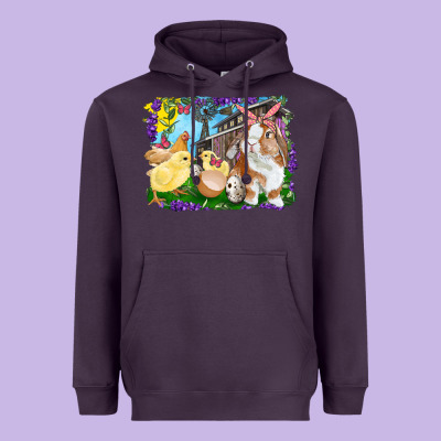 Heavyweight Hoodie Easter Farm Chicks And Bunny