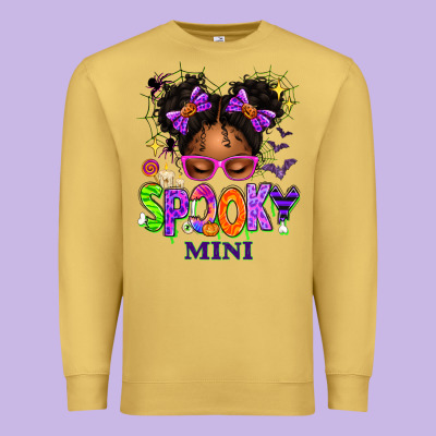 Spooky Mini Halloween Messy Bun Premium Sweatshirt Designed By Texasbilliewilder