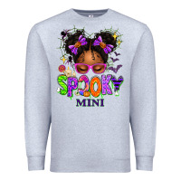Heather Grey Spooky Mini Halloween Messy Bun Premium Sweatshirt - texasbilliewilder