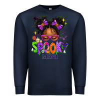 Navy Spooky Mini Halloween Messy Bun Premium Sweatshirt - texasbilliewilder