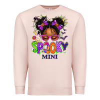 Pale Pink Spooky Mini Halloween Messy Bun Premium Sweatshirt - texasbilliewilder