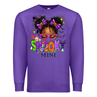 Purple Spooky Mini Halloween Messy Bun Premium Sweatshirt - texasbilliewilder