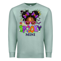 Seafoam Spooky Mini Halloween Messy Bun Premium Sweatshirt - texasbilliewilder
