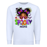 White Spooky Mini Halloween Messy Bun Premium Sweatshirt - texasbilliewilder