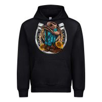 Black western horseshoe boots hat rope sunflower Urban Hoodie - AdoDesignShop