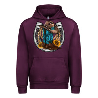 Mauve Wine western horseshoe boots hat rope sunflower Urban Hoodie - AdoDesignShop