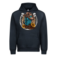 Navy western horseshoe boots hat rope sunflower Urban Hoodie - AdoDesignShop