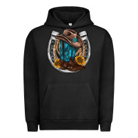 Pigment Black western horseshoe boots hat rope sunflower Urban Hoodie - AdoDesignShop