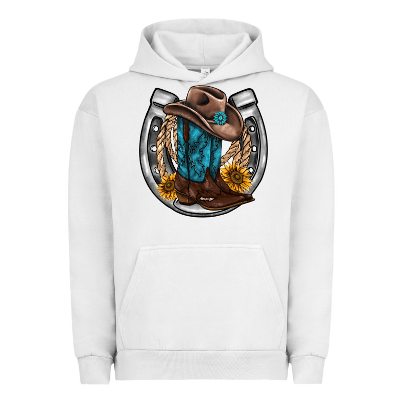 Western Horseshoe Boots Hat Rope Sunflower Urban Hoodie by AdoDesignShop | Teevron