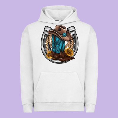 Western Horseshoe Boots Hat Rope Sunflower Urban Hoodie Designed By Adodesignshop