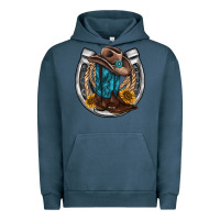 Pigment Midnight Navy western horseshoe boots hat rope sunflower Urban Hoodie - AdoDesignShop
