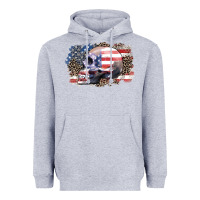Heather Grey american skull Heavyweight Hoodie - Zillion Design Studio