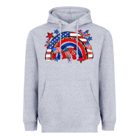 Heather Grey American rainbow Heavyweight Hoodie - Zillion Design Studio