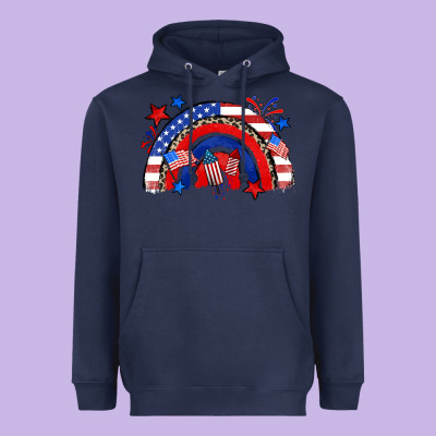 American Rainbow Heavyweight Hoodie Designed By Zillion Design Studio
