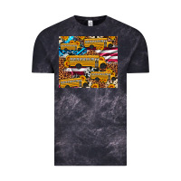 Cloud Black school bus American flag sunflower cowhide leopard Vintage Tee - Artiststas