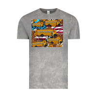 Cloud Rock school bus American flag sunflower cowhide leopard Vintage Tee - Artiststas