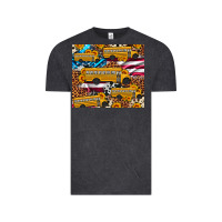 Vintage Black school bus American flag sunflower cowhide leopard Vintage Tee - Artiststas