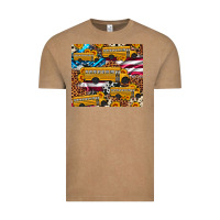 Vintage Coffee school bus American flag sunflower cowhide leopard Vintage Tee - Artiststas