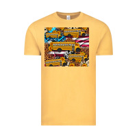 Vintage Mustard school bus American flag sunflower cowhide leopard Vintage Tee - Artiststas