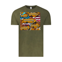 Vintage Olive school bus American flag sunflower cowhide leopard Vintage Tee - Artiststas