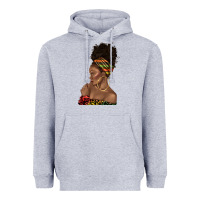 Heather Grey afro black woman profile juneteenth Heavyweight Hoodie - texasbilliewilder