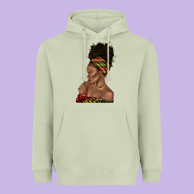 Heavyweight Hoodie afro black woman profile juneteenth